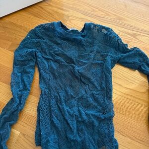 Free People Women's Blue and Green Blouse